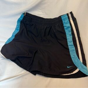 Nike Size Small Black w/ Blue Stripes & White Detail Nike Swoosh Running Shorts